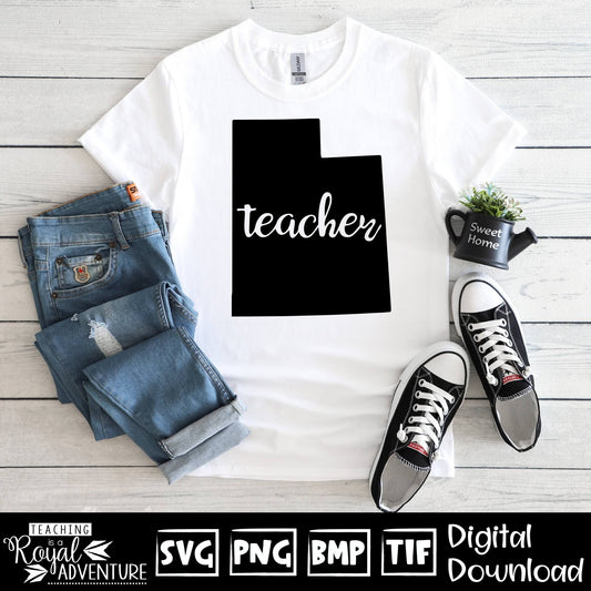 Utah Teacher SVG, teacher Svg, teacher state Svg, teacher shirt Svg, teacher Png, Digital Download Files, Sublimation Designs