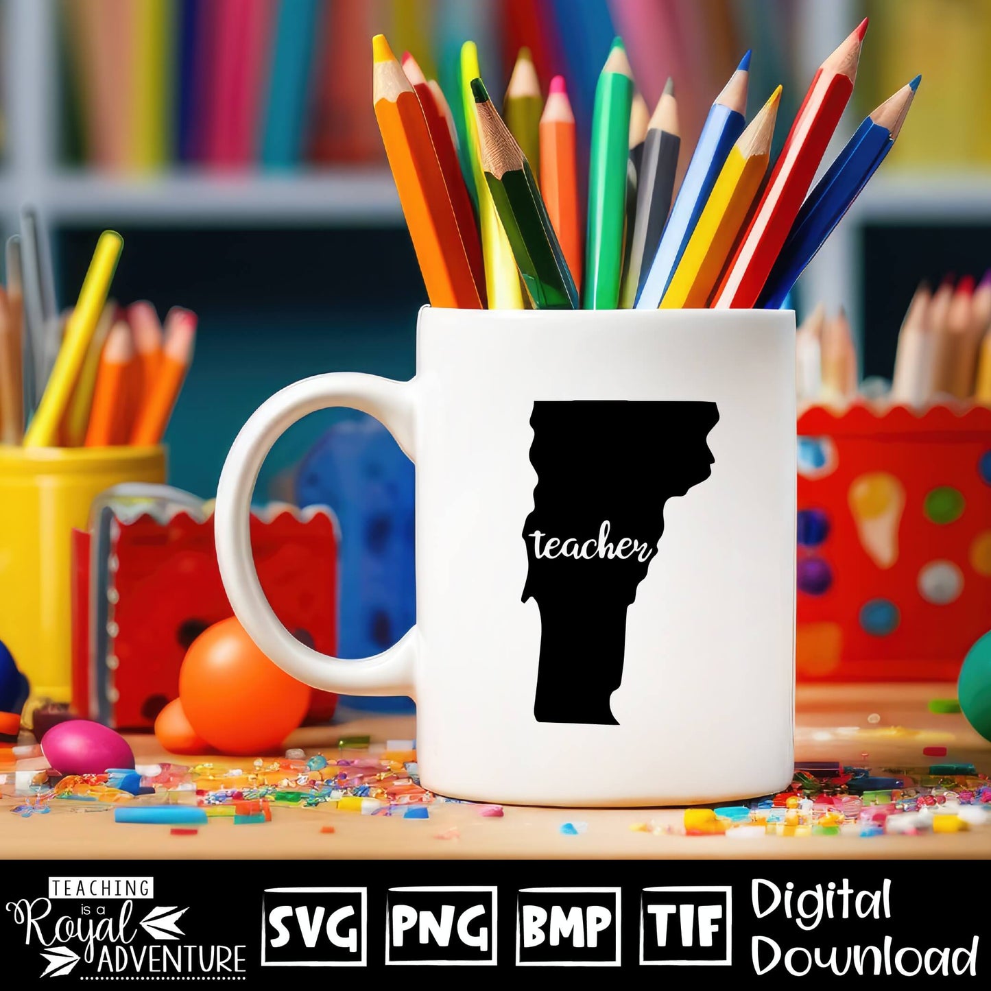 Vermont Teacher SVG, teacher Svg, teacher state Svg, teacher shirt Svg, teacher Png, Digital Download Files, Sublimation Designs