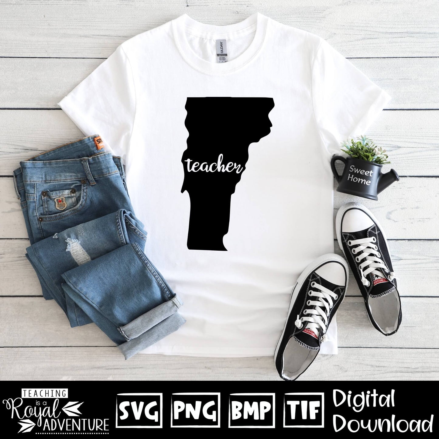 Vermont Teacher SVG, teacher Svg, teacher state Svg, teacher shirt Svg, teacher Png, Digital Download Files, Sublimation Designs