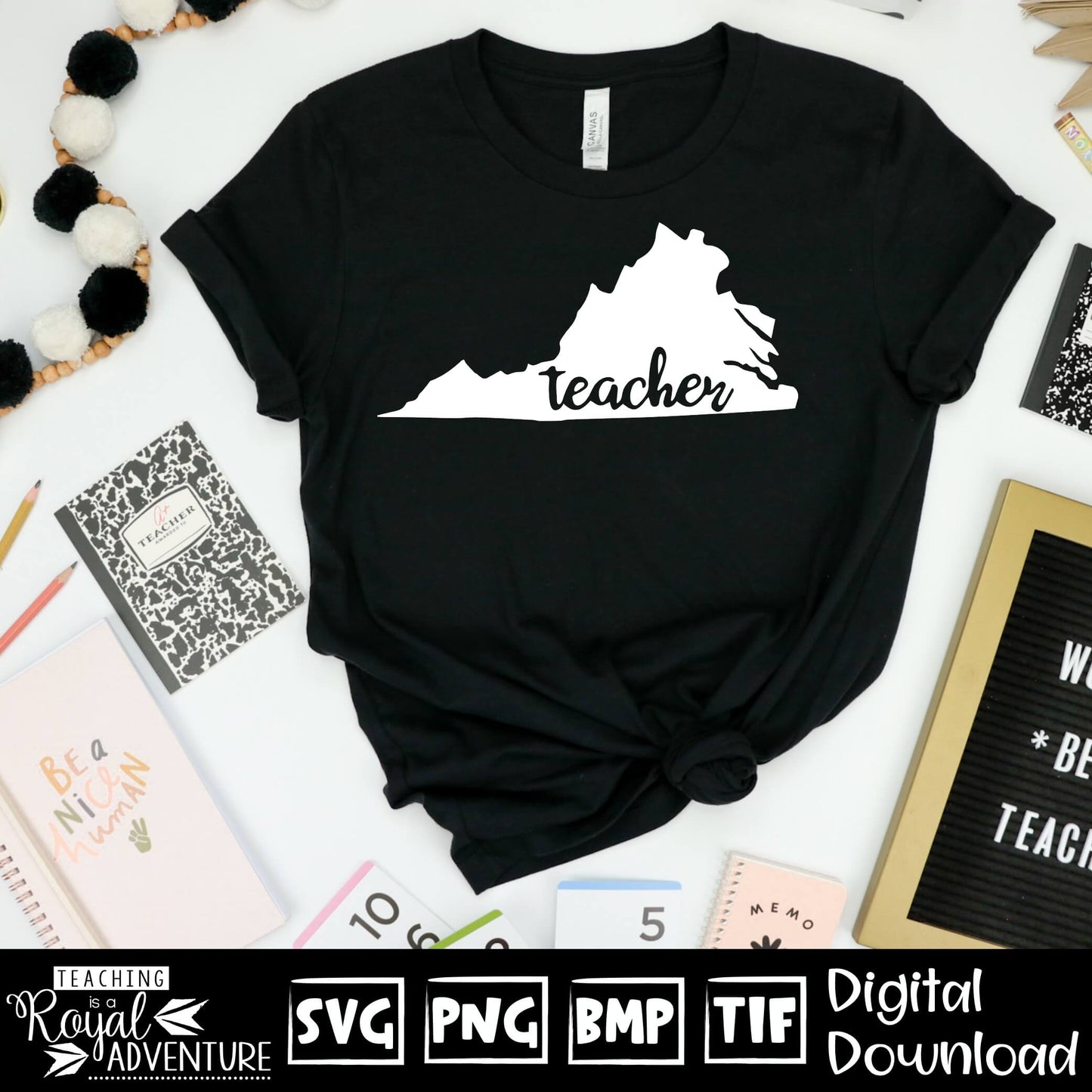 Virginia Teacher SVG, teacher Svg, teacher state Svg, teacher shirt Svg, teacher Png, Digital Download Files, Sublimation Designs