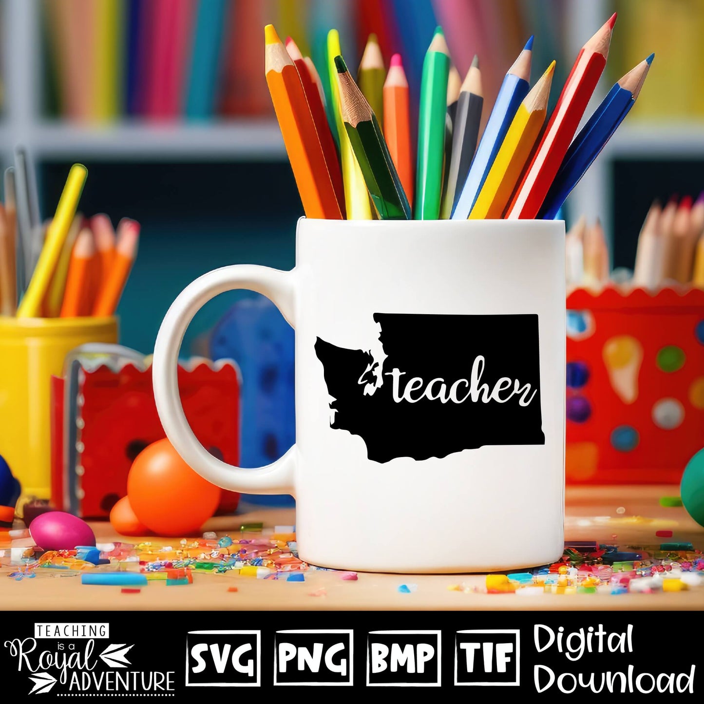 Washington Teacher SVG, teacher Svg, teacher state Svg, teacher shirt Svg, teacher Png, Digital Download Files, Sublimation Designs