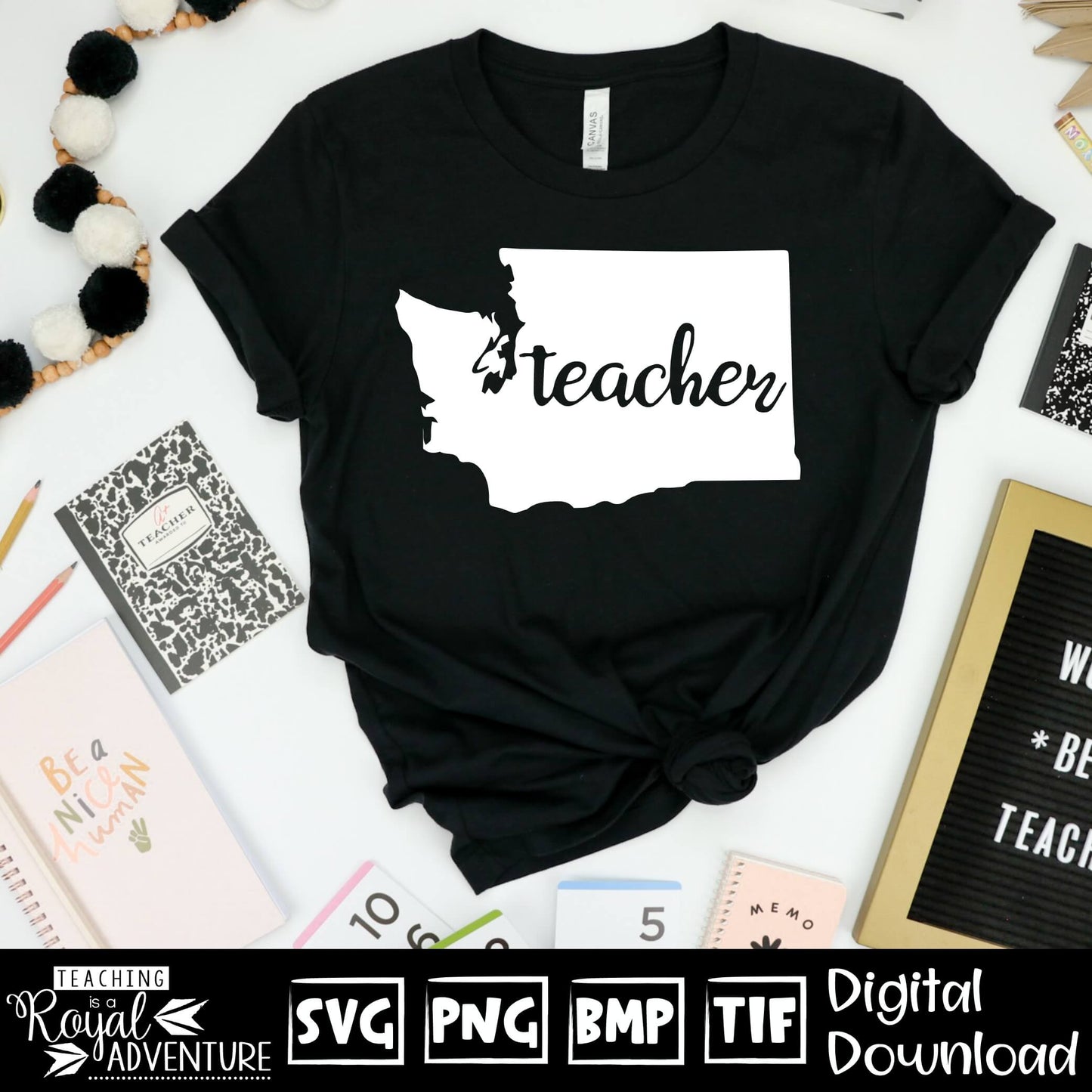 Washington Teacher SVG, teacher Svg, teacher state Svg, teacher shirt Svg, teacher Png, Digital Download Files, Sublimation Designs