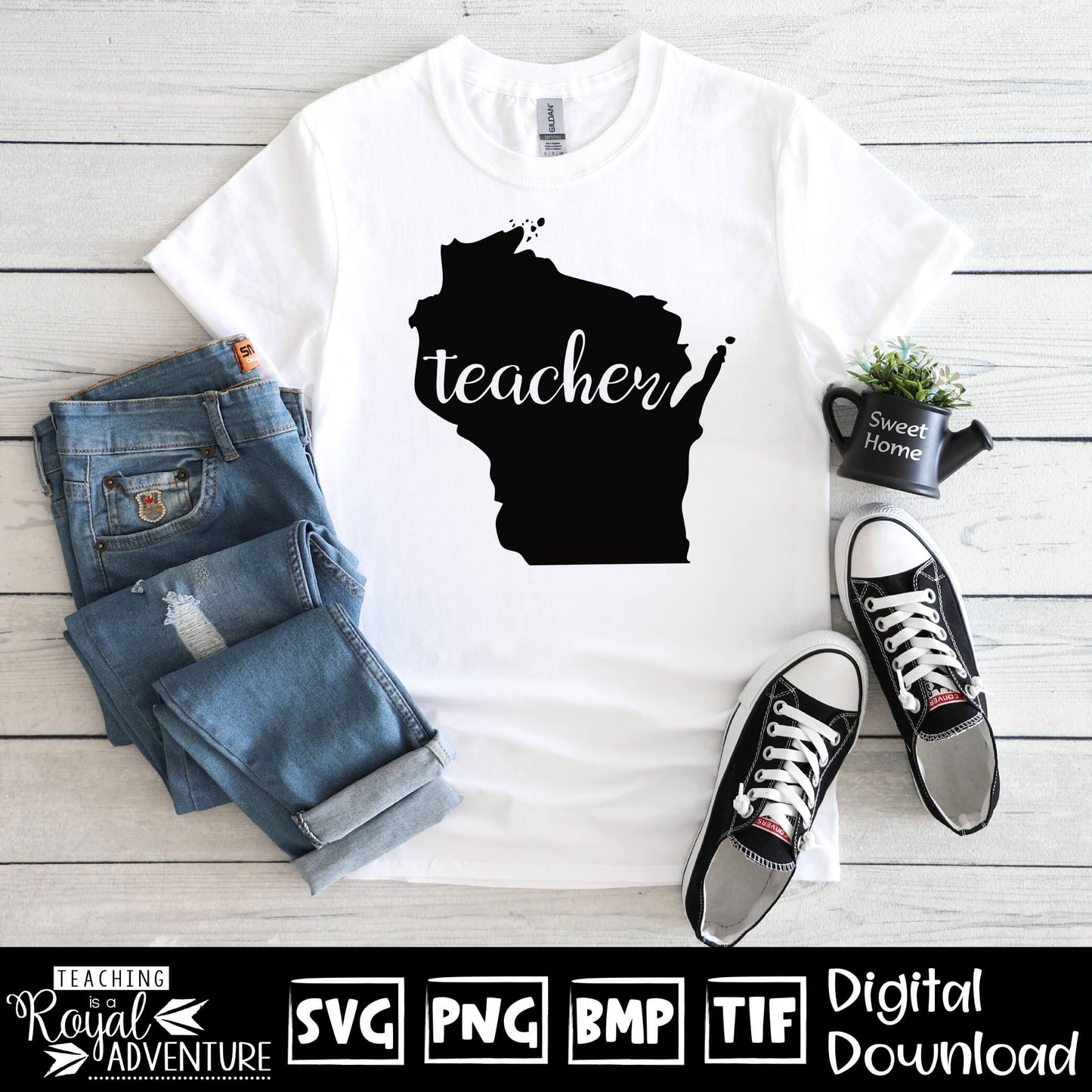 Wisconsin Teacher SVG, teacher Svg, teacher state Svg, teacher shirt Svg, teacher Png, Digital Download Files, Sublimation Designs