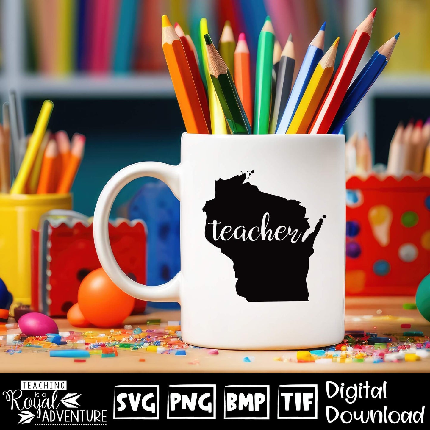 Wisconsin Teacher SVG, teacher Svg, teacher state Svg, teacher shirt Svg, teacher Png, Digital Download Files, Sublimation Designs