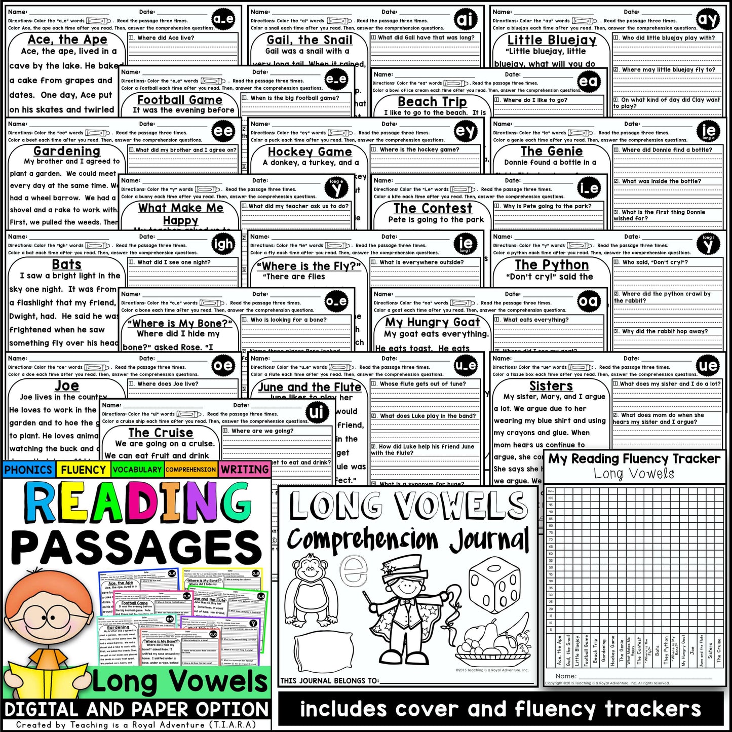 Phonics Reading Comprehension Passages and Questions ALL YEAR Distance Learning