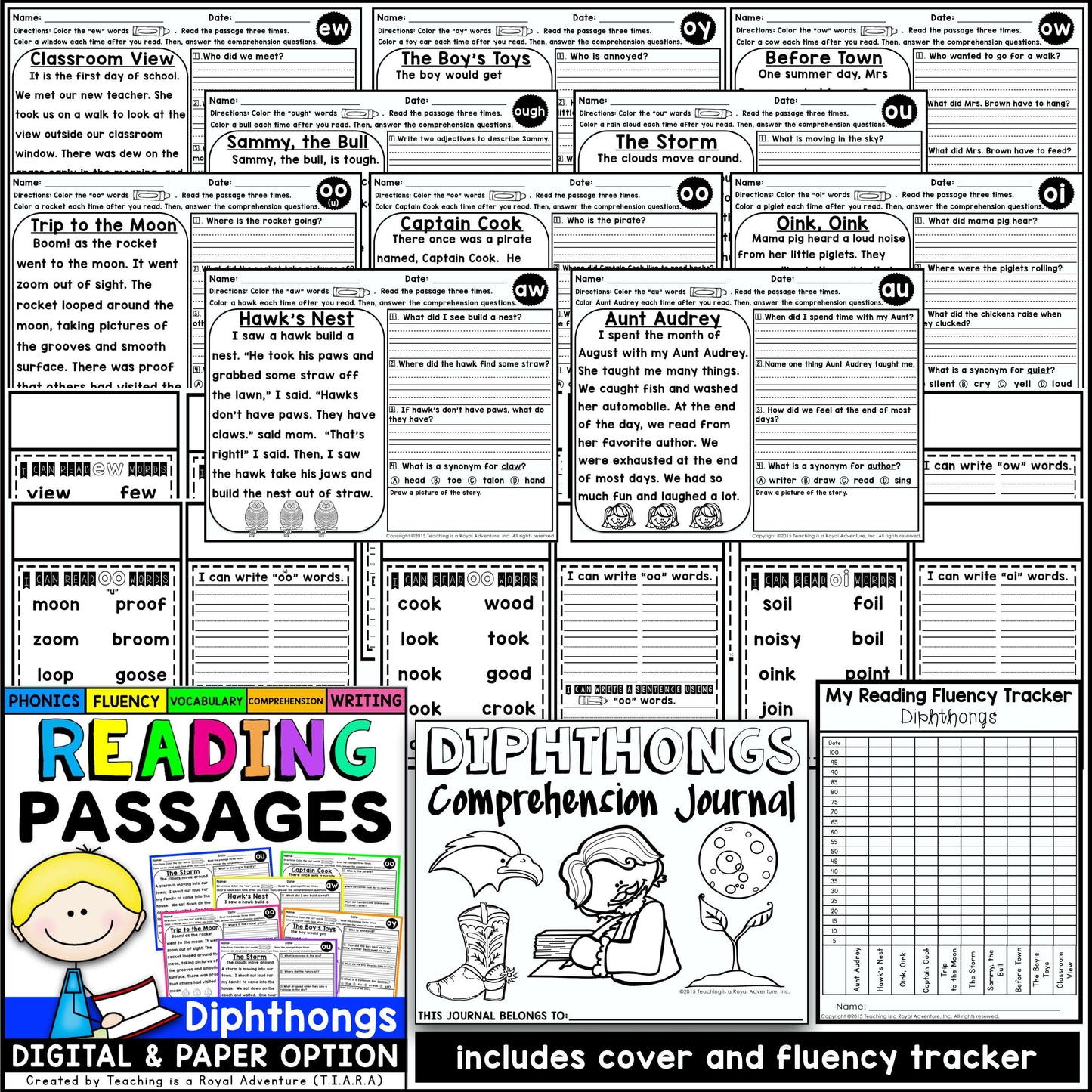 Phonics Reading Comprehension Passages and Questions ALL YEAR Distance Learning