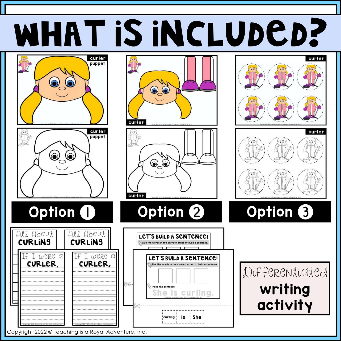 Winter Sports Paper Bag Puppet Templates and Writing Activities BUNDLE