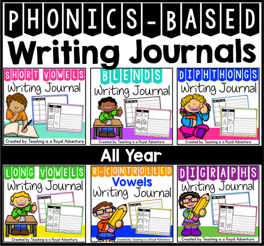 Phonics-Based Writing Journal Prompts: The Bundle (ALL YEAR)